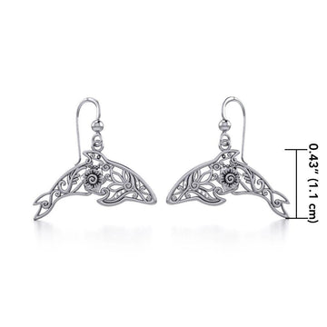 The joy of the gentle giants ~ Sterling Silver Dolphin Filigree Hook Earrings Jewelry TER1704 - Jewelry